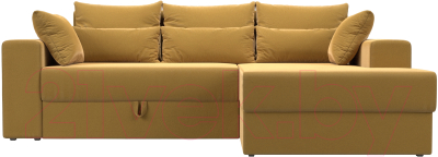 Диван угловой Лига Диванов Майами правый / 114941 (микровельвет желтый)