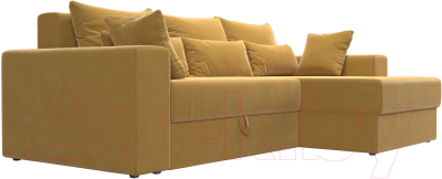 Диван угловой Лига Диванов Майами правый / 114941 (микровельвет желтый)