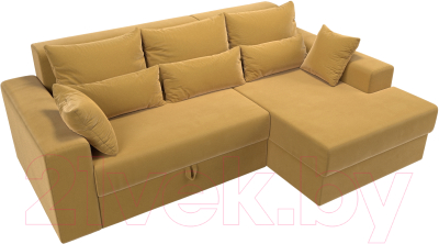 Диван угловой Лига Диванов Майами правый / 114941 (микровельвет желтый)