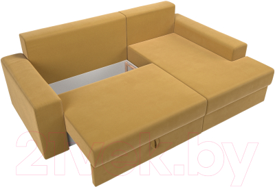 Диван угловой Лига Диванов Майами правый / 114941 (микровельвет желтый)