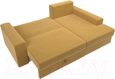 Диван угловой Лига Диванов Майами правый / 114941 (микровельвет желтый)
