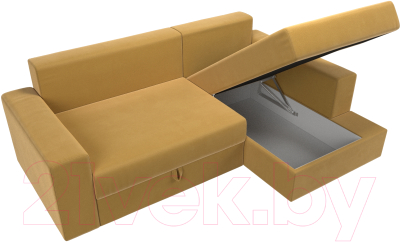 Диван угловой Лига Диванов Майами правый / 114941 (микровельвет желтый)