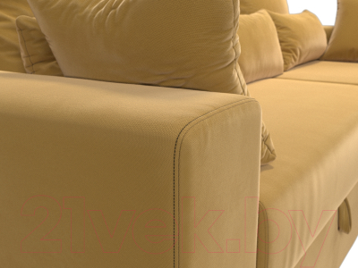 Диван угловой Лига Диванов Майами правый / 114941 (микровельвет желтый)