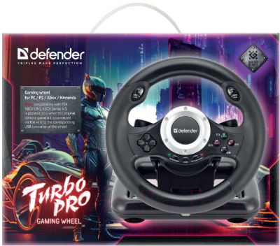 Игровой руль Defender Turbo Pro PC/PS3/PS4/XBOX / 64291