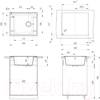 Мойка кухонная Ulgran U-604 (344 ультра-черный)