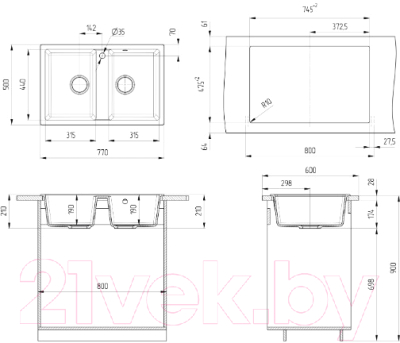 Мойка кухонная Ulgran U-608