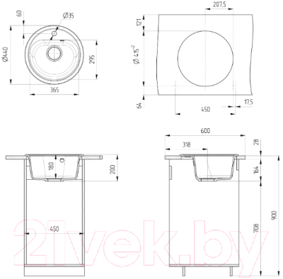 Мойка кухонная Ulgran U-700 (328 бежевый)