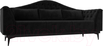 Диван Лига Диванов Флорида / 112346 (велюр черный) - фото