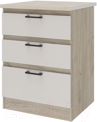 Шкаф-стол кухонный Stolline Сан-Ремо Ш60 с ящиком / 454.35 (дуб крафт серый/кашемир) - фото