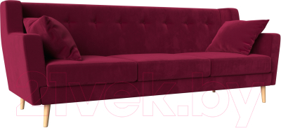 Диван Лига Диванов Брайтон 3 / 112518 (микровельвет бордовый) - фото