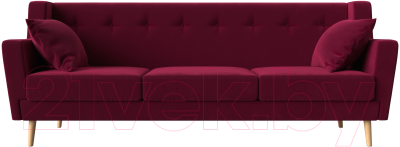 Диван Лига Диванов Брайтон 3 / 112518 (микровельвет бордовый)