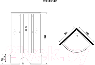 Душевая кабина Niagara Promo P90/40/MT/BK 90x90x195