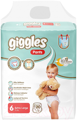 Подгузники-трусики детские Giggles Xlarge 6 Pants - фото