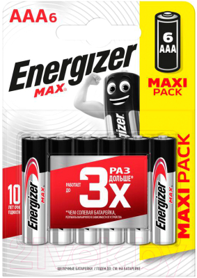 Комплект батареек Energizer Max LR6 AA BL4+2 - фото