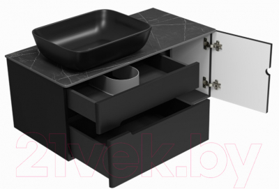 Тумба под умывальник Misty Роял 100 / П-Роя-01100-021П2Я (подвесная, черный)