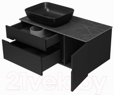 Тумба под умывальник Misty Роял 100 / П-Роя-01100-021П2Я (подвесная, черный)