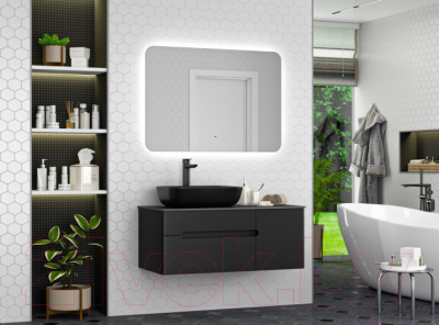 Тумба под умывальник Misty Роял 100 / П-Роя-01100-021П2Я (подвесная, черный)