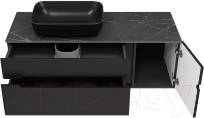 Тумба под умывальник Misty Роял 120 / П-Роя-01120-021П2Я (подвесная, черный)