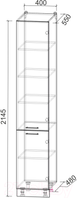 Шкаф-пенал кухонный Интерлиния Мила Лайт НШП-№2-2145
