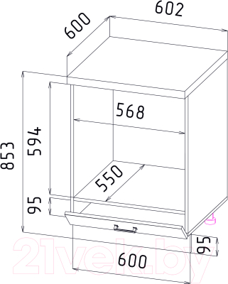 Шкаф под духовку Интерлиния Мила Лайт НШ60д (антрацит)