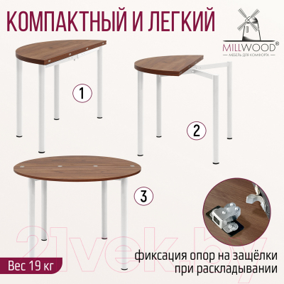 Обеденный стол Millwood Далис 3 (дуб табачный Craft/металл белый)