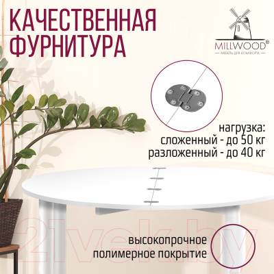 Обеденный стол Millwood Далис 2 (белый/металл белый)