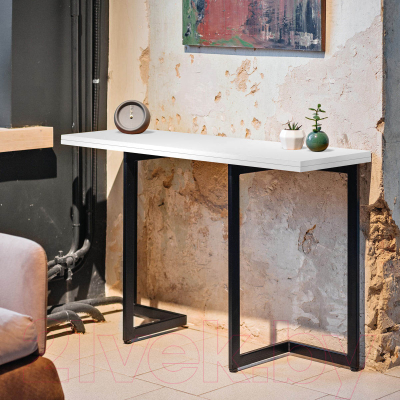 Обеденный стол Millwood Арлен 3 147x38-76x76 (белый/металл черный)