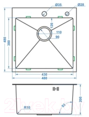 Мойка кухонная Avina Futur FK 4848 Eco Embossing (нержавеющая сталь)