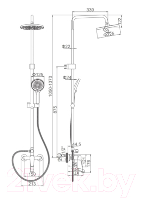 Душевая система со смесителем Ledeme L2461