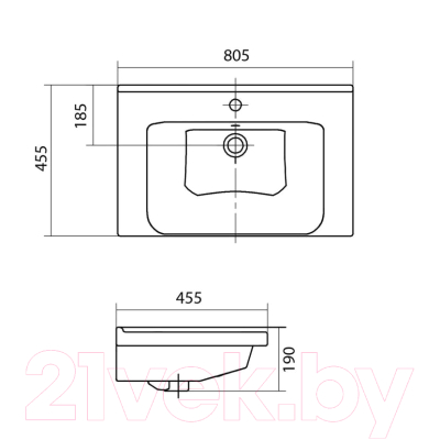 Тумба с умывальником Volna Grey 80.2Y Маринда 80 (подвесная)
