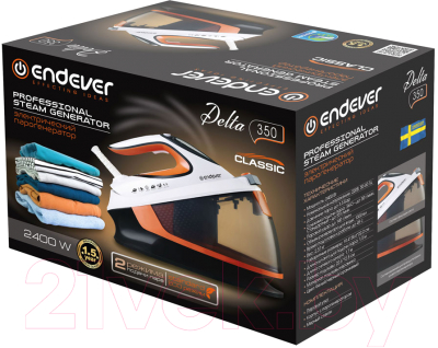 Утюг с парогенератором Endever Delta-350 (белый/черный/оранжевый)