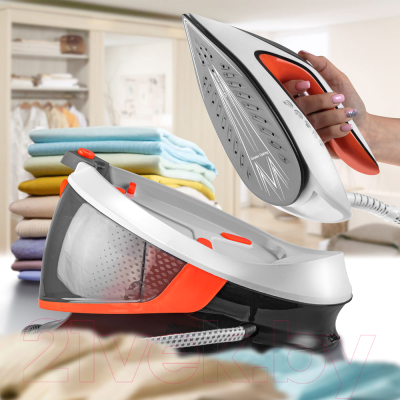 Утюг с парогенератором Endever Delta-350 (белый/черный/оранжевый)