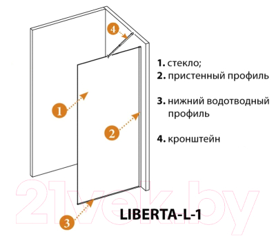Душевая стенка Cezares LIBERTA-L-1-TB-100-BR-Cr