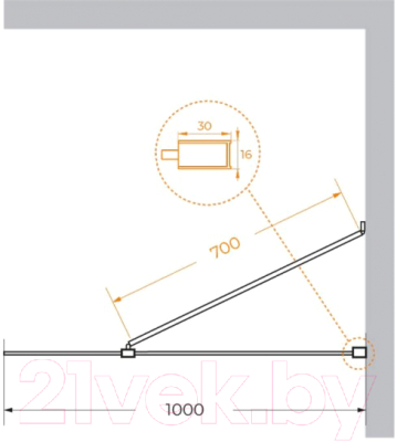 Душевая стенка Cezares LIBERTA-L-1-TB-100-GR-NERO
