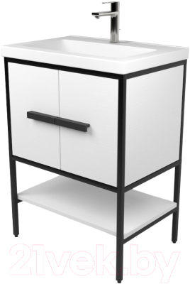 Тумба под умывальник Дабер 010 Тобаго/Эридан/Артвин 60 / Т10.6Т.2.5 (черный/белый) - фото