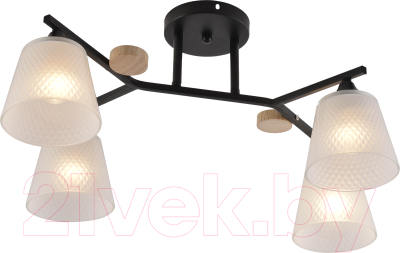 Потолочный светильник Mirastyle MH-1502/4 BK+WOOD - фото