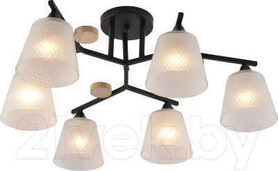 Потолочный светильник Mirastyle MH-1502/6 BK+WOOD - фото