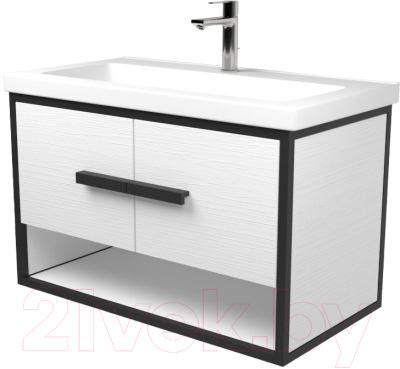 Тумба под умывальник Дабер 009 Тобаго/Эридан 80 / Т9.8Т.2.5 (черный/белый) - фото