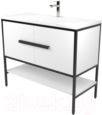Тумба под умывальник Дабер 007 Andrea Elen 100 / Т7.10А.2.5 (черный/белый) - фото