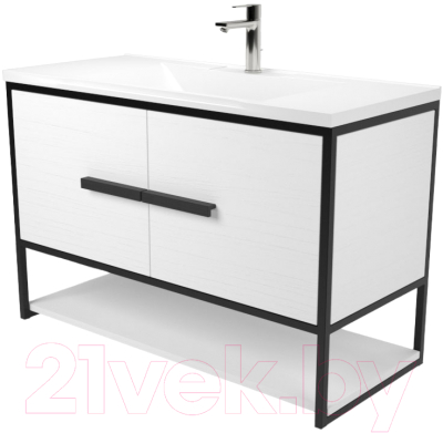 Тумба под умывальник Дабер 008 Andrea Elen 100 / Т8.10А.2.5 (черный/белый) - фото