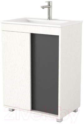 Тумба под умывальник Дабер 013 600 / Т13.6.0.20 (белый древесный/серый) - фото