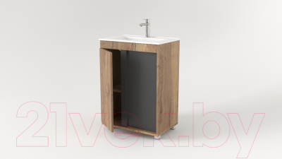 Тумба под умывальник Дабер 013 60 / Т13.6.0.22 (дуб галифакс/серый)