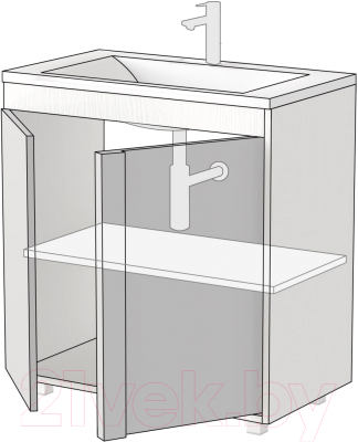 Тумба под умывальник Дабер 013 60 / Т13.6.0.22 (дуб галифакс/серый)