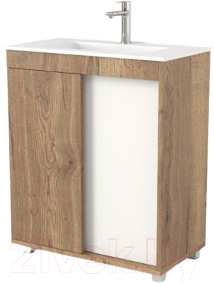 Тумба под умывальник Дабер 013 700 / Т13.7.0.21 (дуб галифакс/белый) - фото