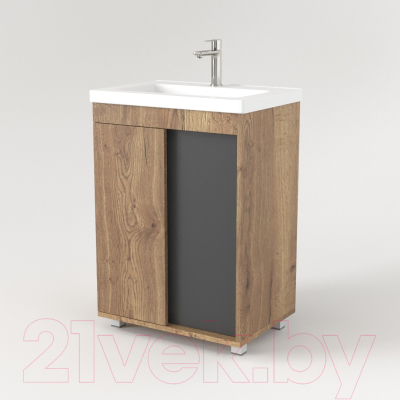 Тумба под умывальник Дабер 013 70 / Т13.7.0.22 (дуб галифакс/серый)