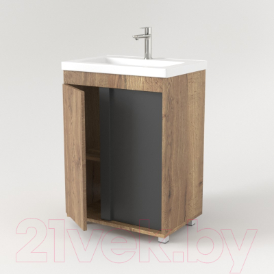 Тумба под умывальник Дабер 013 70 / Т13.7.0.22 (дуб галифакс/серый)