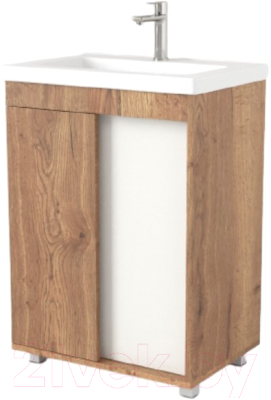 Тумба под умывальник Дабер 013 Тобага/Эридан/Артвин 60 / Т13.6Т.0.21 (дуб галифакс/белый) - фото
