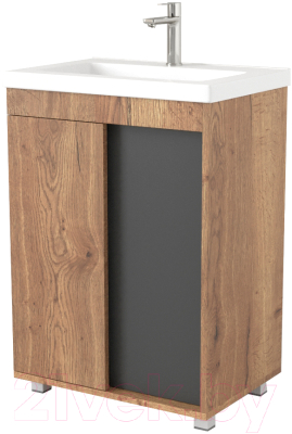 Тумба под умывальник Дабер 013 Тобага/Эридан 80 / Т13.8Т.0.21 (дуб галифакс/серый) - фото