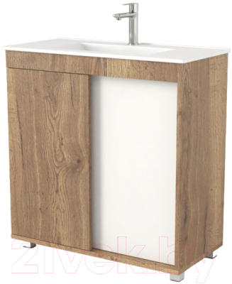 Тумба под умывальник Дабер 013 WeltWasser Deilbach 7517-80 / Т13.8W.0.21 (дуб галифакс/белый) - фото