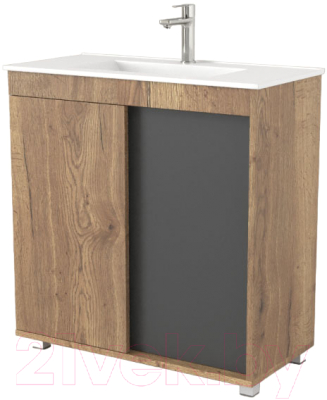 Тумба под умывальник Дабер 013 WeltWasser Deilbach 7517-80 / Т13.8W.0.22 (дуб галифакс/серый) - фото